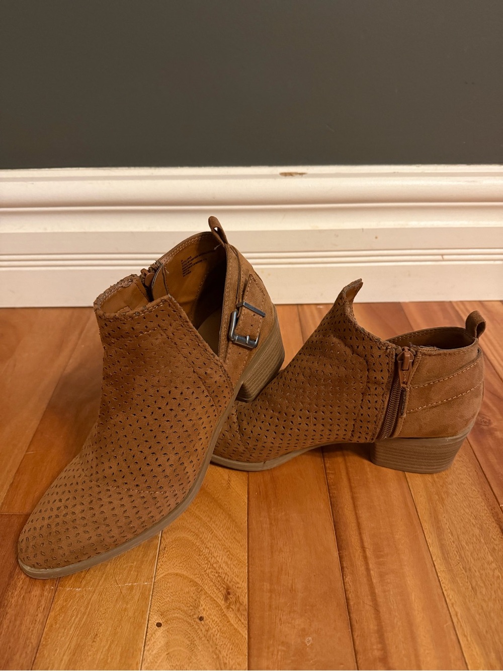 Universal Thread Women's Perforated Ankle Booties in Brown